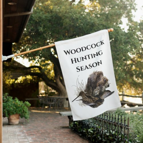 Woodcock Hunting with German Wirehaired Pointer   House Flag