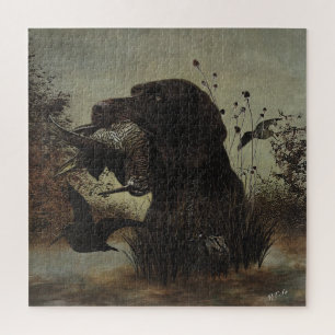 Woodcock Hunting with German Wirehaired Pointer Jigsaw Puzzle