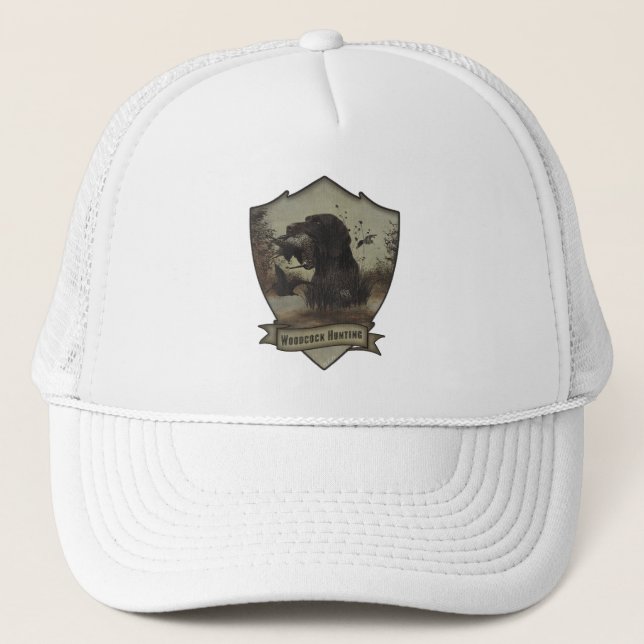 Woodcock Hunting with German Wirehaired Pointer    Trucker Hat (Front)