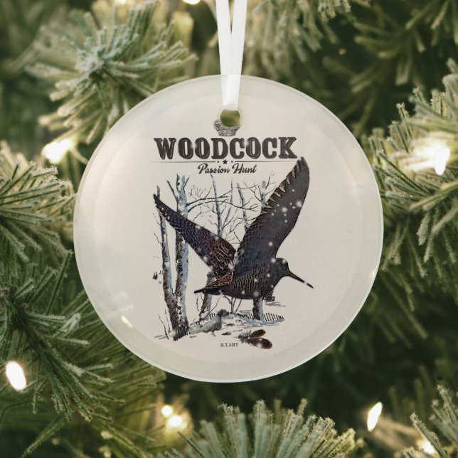 Woodcock- Passion Hunt Glass Ornament (Insitu)