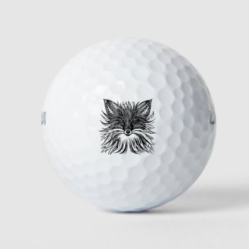 Woodcut Fox Golf Balls by OblivionHead at Zazzle