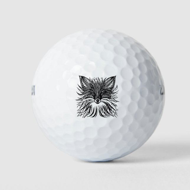 Woodcut Fox Golf Balls (Front)
