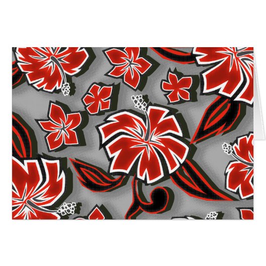 Woodcut Hibiscus Hawaiian Cards (Front Horizontal)