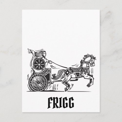 Woodcut Style image of the Norse Goddess Frigg Postcard