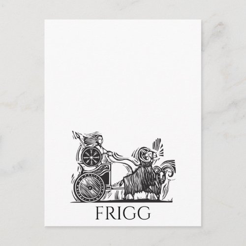 Woodcut style Norse Goddess Frigg Postcard