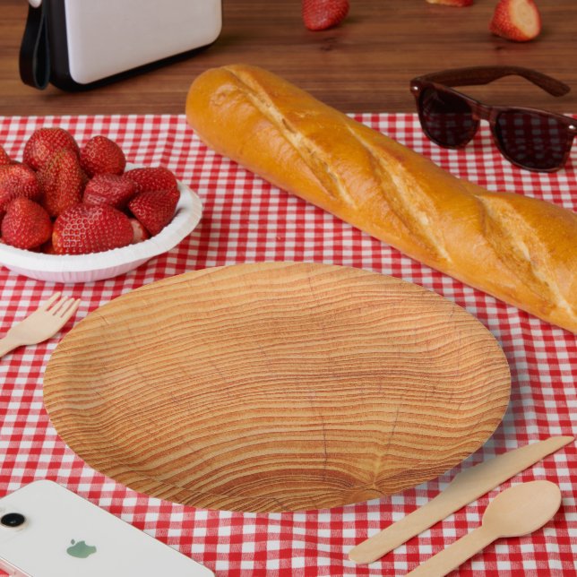 WOODCUT TIMBER PATTERN PAPER PLATES (Picnic)