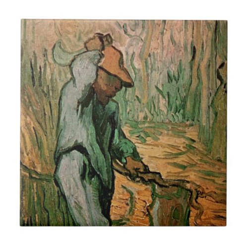 Woodcutter after Millet by Vincent van Gogh Ceramic Tile