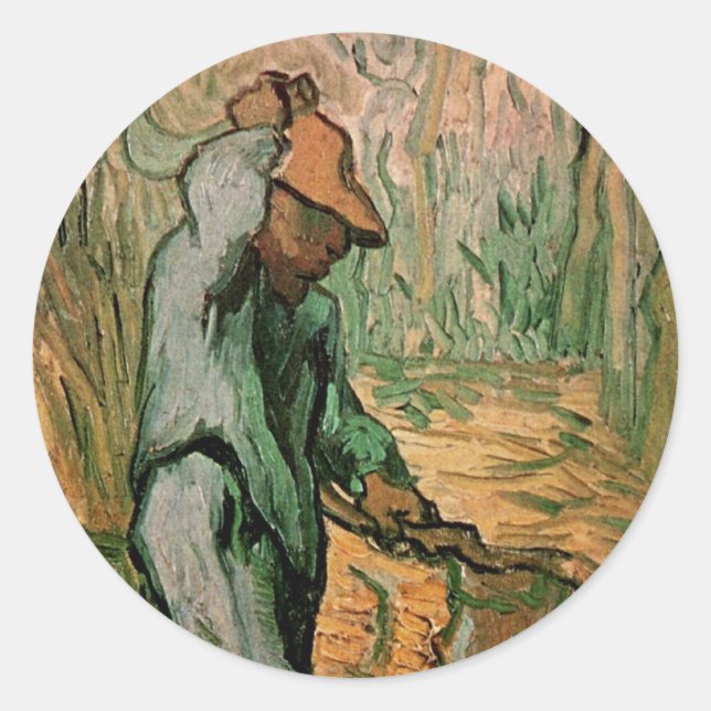 Woodcutter (after Millet) by Vincent van Gogh Classic Round Sticker (Front)
