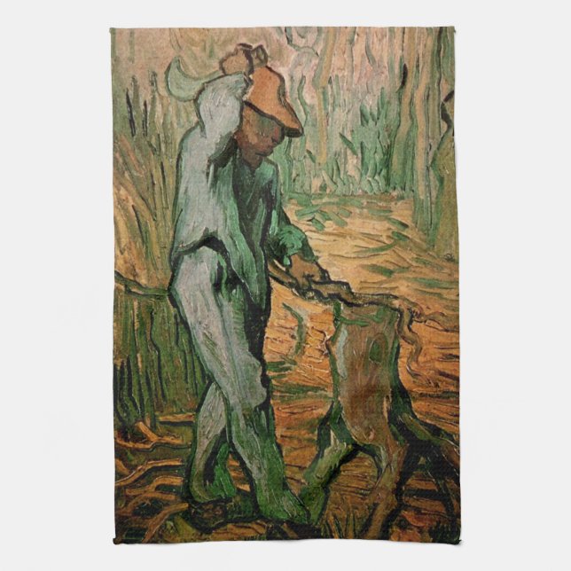 Woodcutter (after Millet) by Vincent van Gogh Kitchen Towel (Vertical)