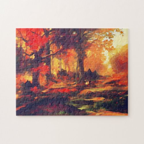 Wooded area with a stream running through it  jigsaw puzzle