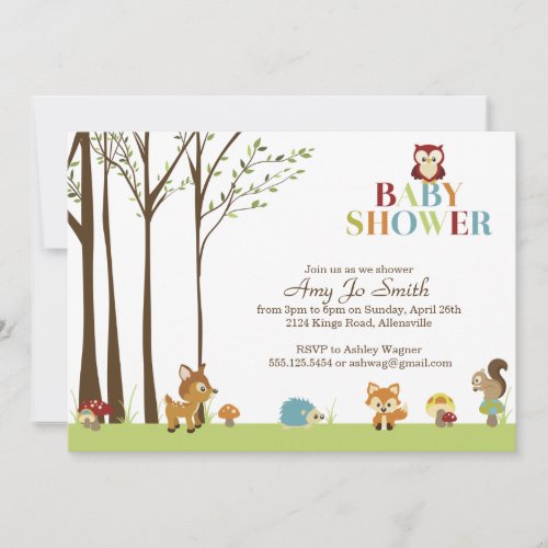 Wooded Baby Shower Invitation