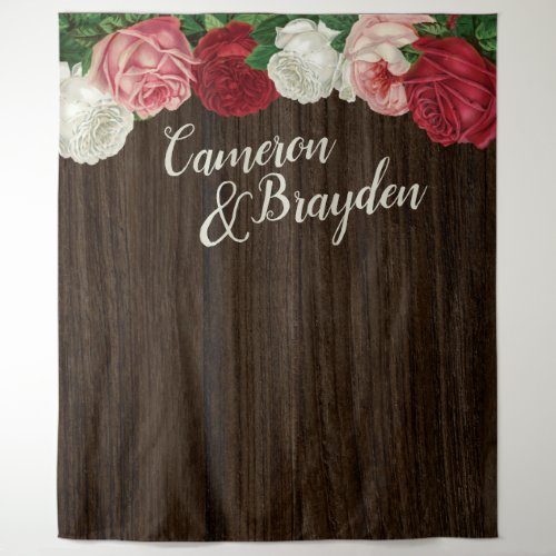 Wooded Floral Rustic Wedding Party Backdrop