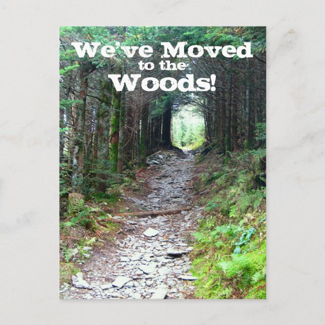 Wooded Forest Trail Address Change Announcement Postcard (Front)