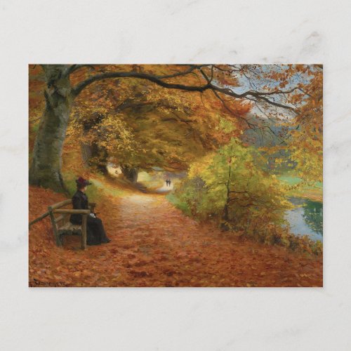 Wooded Path in Autumn Hans Andersen Brendekilde Postcard