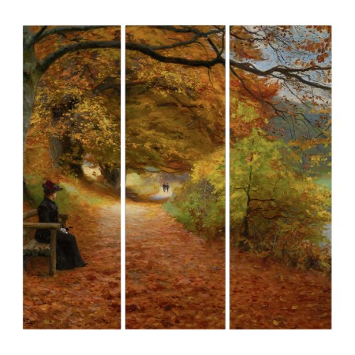 Wooded Path in Autumn Hans Andersen Brendekilde Triptych