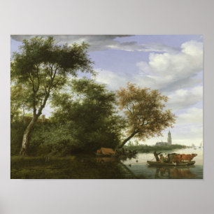 Wooded river landscape poster