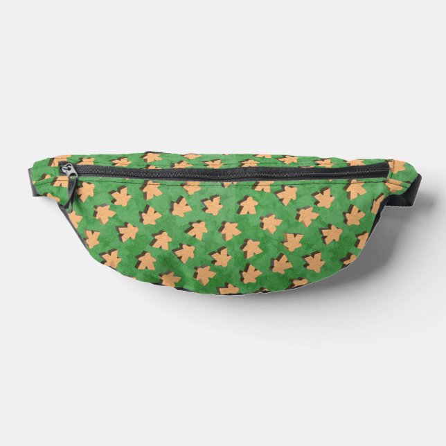 Wooden 3D Meeples on Green  Fanny Pack (Lay Down)