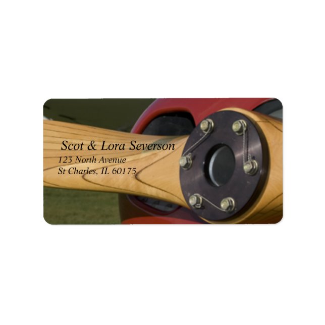 Wooden Airplane Propeller Return Address Labels (Front)