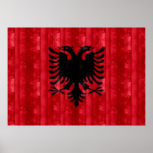 Wooden Albanian Flag Poster