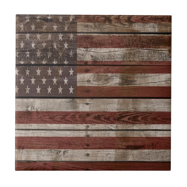 Wooden American Flag Ceramic Tile | Zazzle