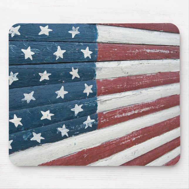 Wooden American Flag Mouse Pad (Front)
