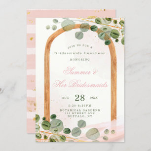 Wooden Arch Pink Eucalyptus Bridesmaids Luncheon Invitation