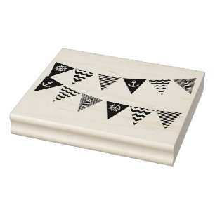 Wooden Art Stamp - Nautical Bunting Mirrored