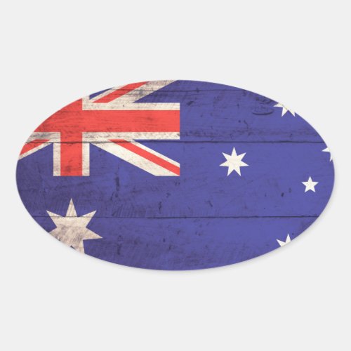 Wooden Australia Flag Oval Sticker