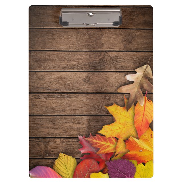 Wooden Autumn Background Modern Elegant Clipboard (Front)