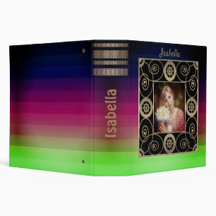 Wooden background . photo album personalized 3 rin ring binder