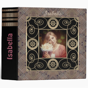 Wooden background . photo album personalized 3 ring binder