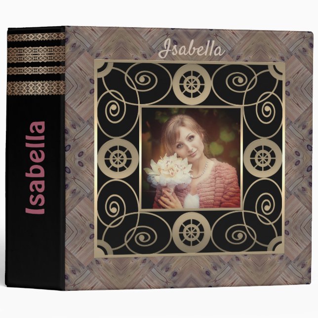 Wooden background . photo album personalized 3 ring binder (Front/Spine)