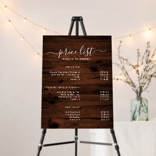 Wooden Background Simple Salon price list Foam Board