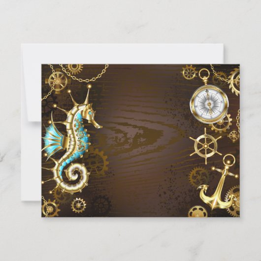 Wooden Background with Mechanical Seahorse (Front)