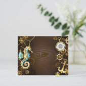 Wooden Background with Mechanical Seahorse (Standing Front)