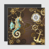 Wooden Background with Mechanical Seahorse (Front/Back)