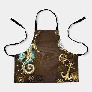 Wooden Background with Mechanical Seahorse Apron