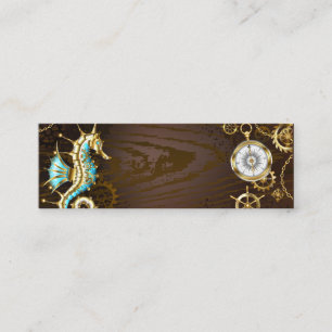 Wooden Background with Mechanical Seahorse Calling Card