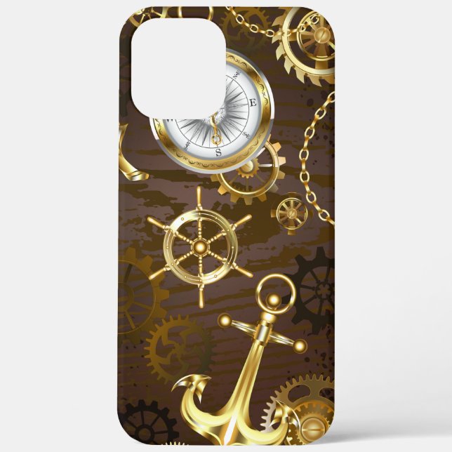 Wooden Background with Mechanical Seahorse Case-Mate iPhone Case (Back)