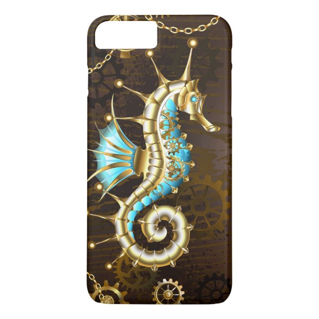 Wooden Background with Mechanical Seahorse Case-Mate iPhone Case (Back)