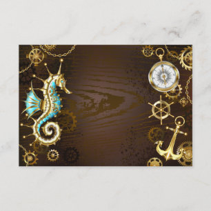 Wooden Background with Mechanical Seahorse Enclosure Card