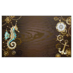 Wooden Background with Mechanical Seahorse Fabric