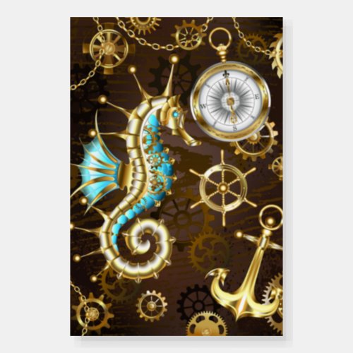 Wooden Background with Mechanical Seahorse Foam Board