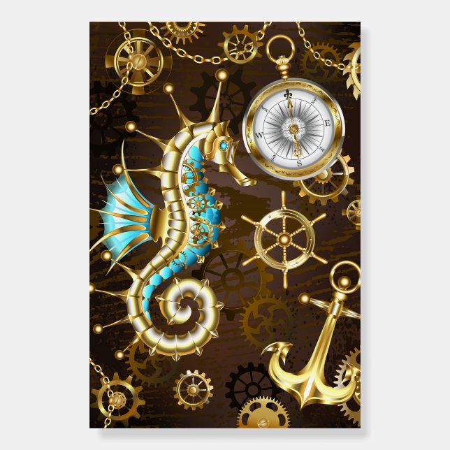 Wooden Background with Mechanical Seahorse Foam Board (Front)
