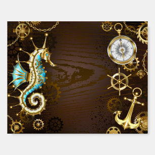 Wooden Background with Mechanical Seahorse Foam Board