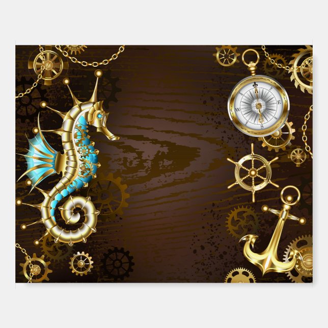 Wooden Background with Mechanical Seahorse Foam Board (Front)