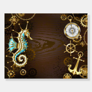 Wooden Background with Mechanical Seahorse Foam Board