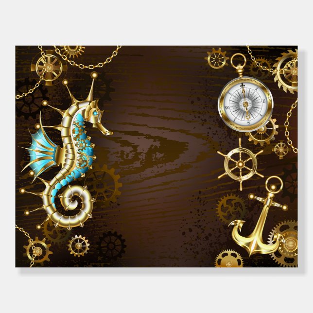 Wooden Background with Mechanical Seahorse Foam Board (Front)