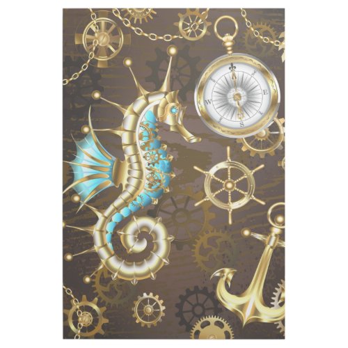Wooden Background with Mechanical Seahorse Gallery Wrap