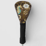 Wooden Background With Mechanical Seahorse Golf Head Cover at Zazzle